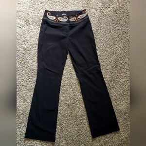 INC| International Concepts| Black Flare Pants with Paisley Western Waistband